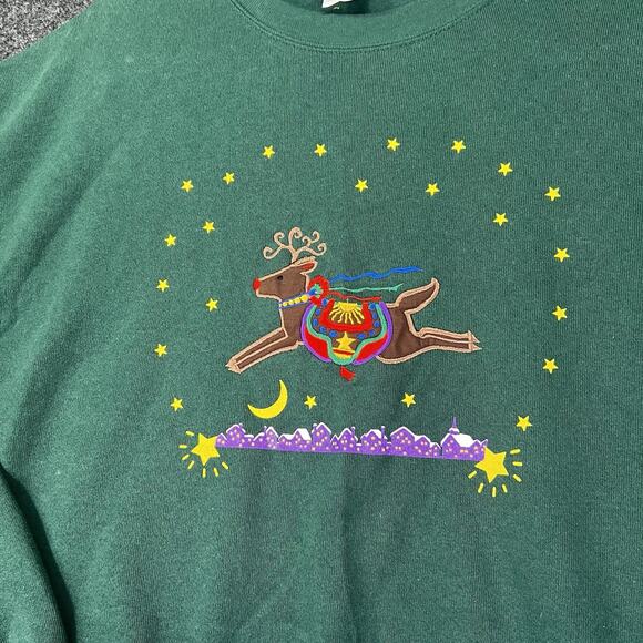VTG Atlas Sportswear Adult XL Pullover Sweatshirt Reindeer Christmas Animals - Picture 2 of 7